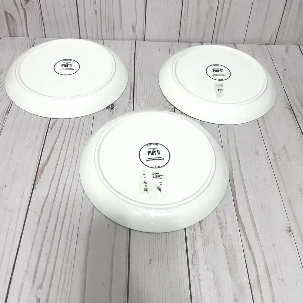 Pier 1 Book Club Collection Fine China Salad Plates set of 3 Different Prints